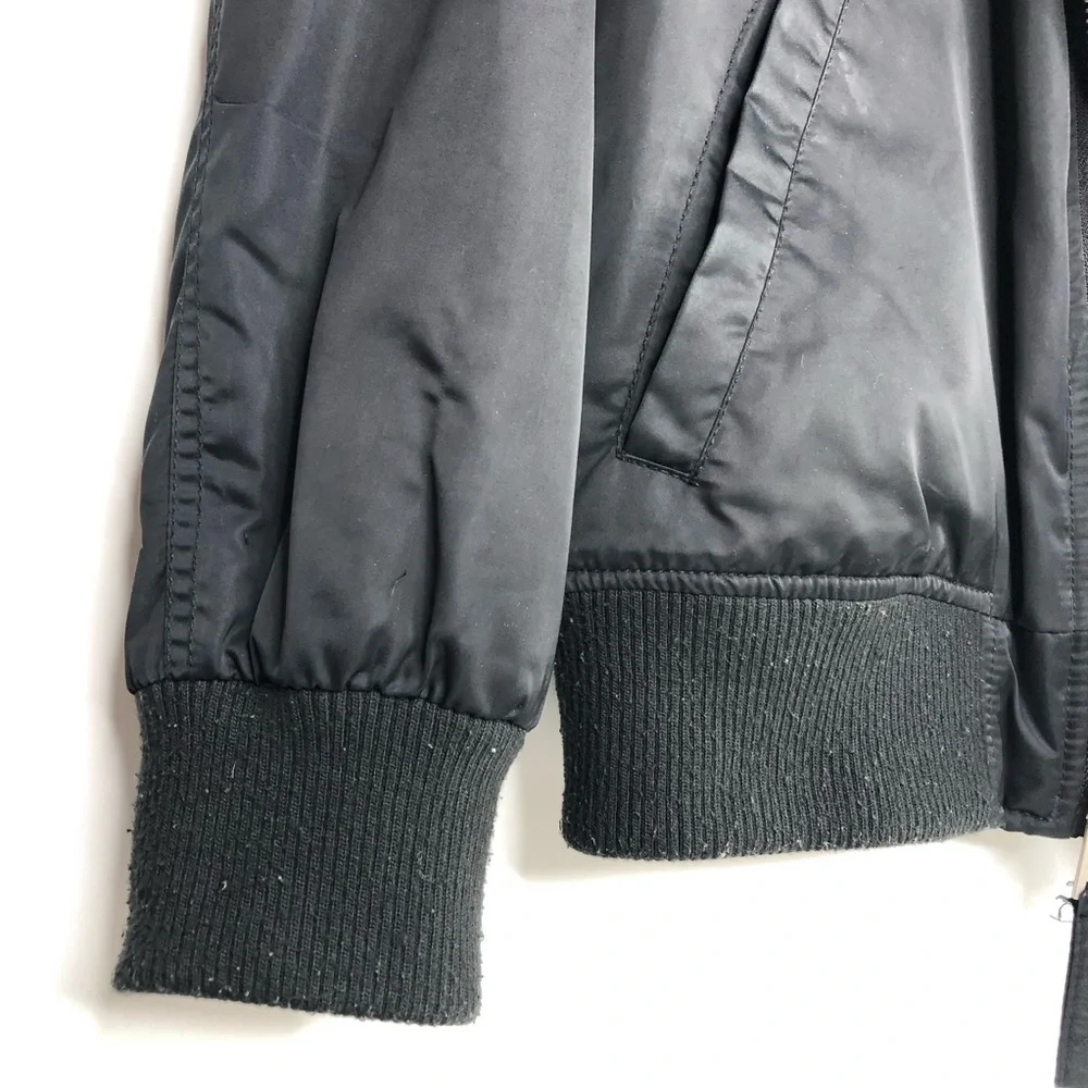 Levis Bomber Jacket Hoodie Mens Sz S Black Softshell Full Zip Hooded Quilt Lined